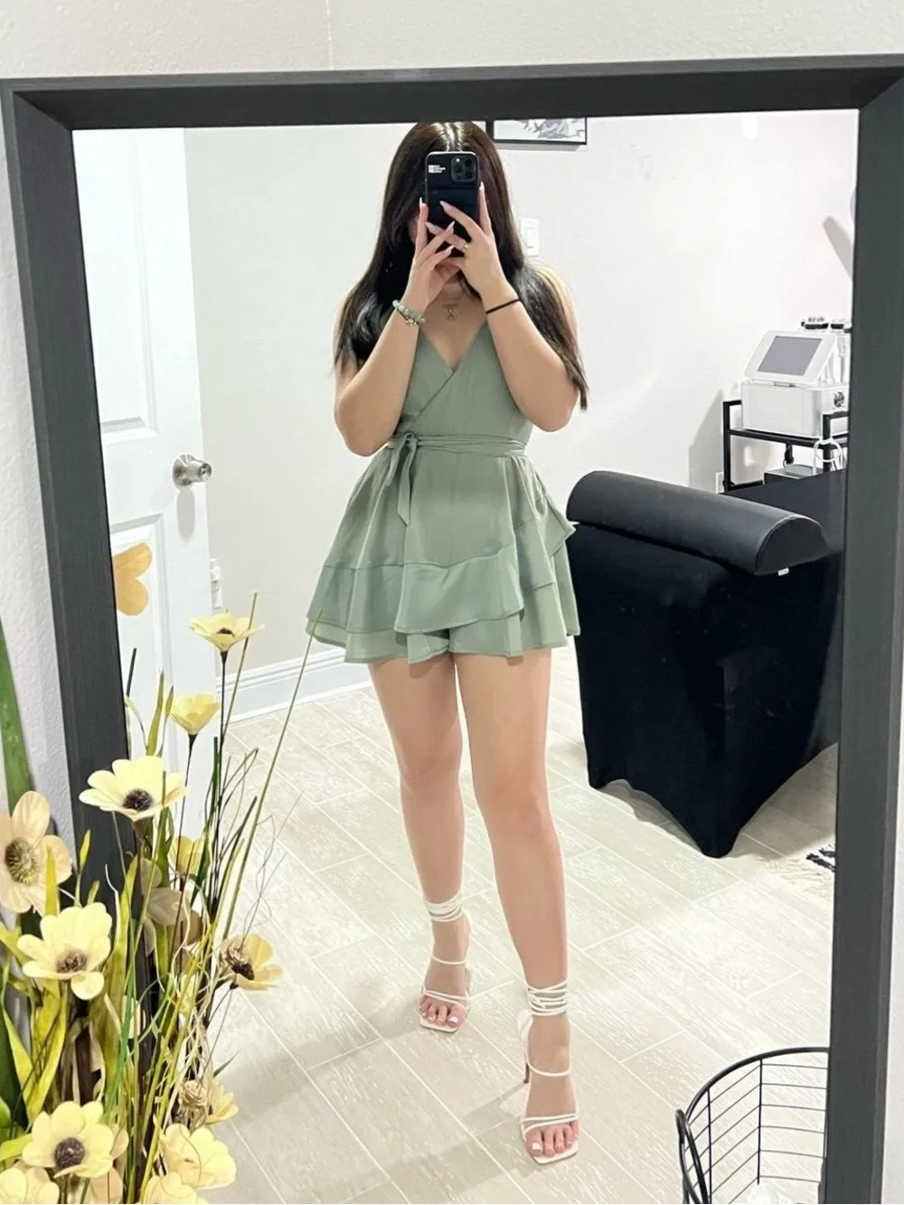 PrettyLittleThing Cream Lace-Up Square Toe Heels